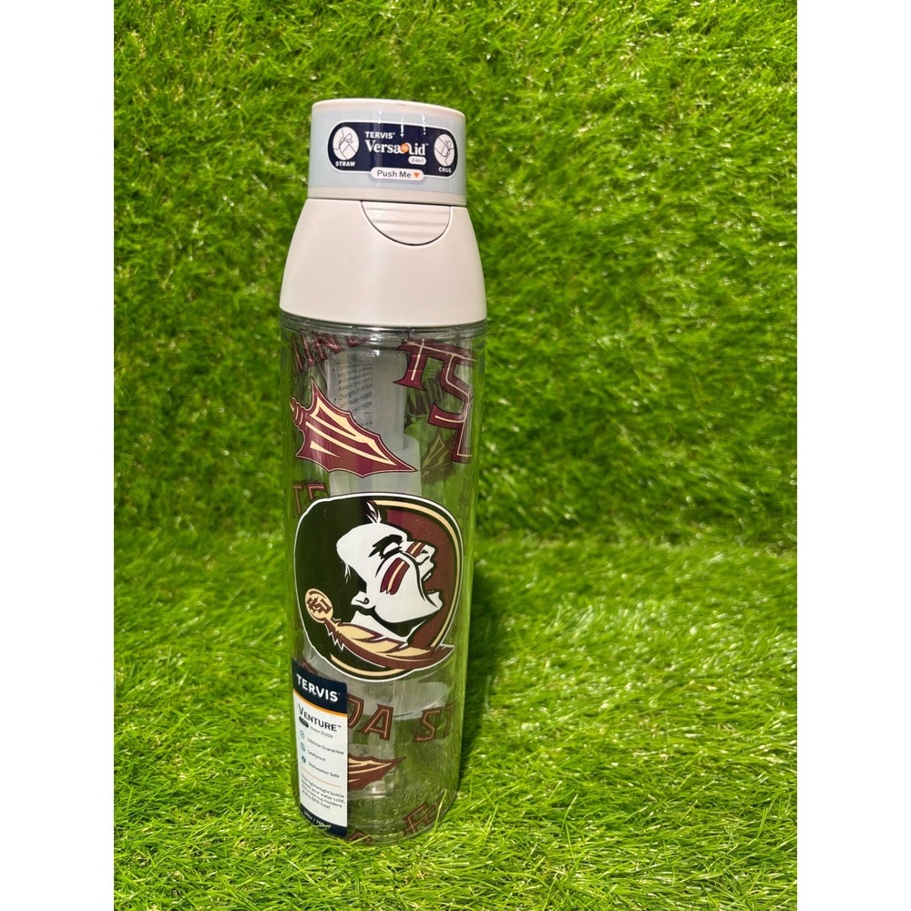 Tervis Venture Lite FSU Seminoles 24oz Water Bottle VersaLid Florida State Clear
